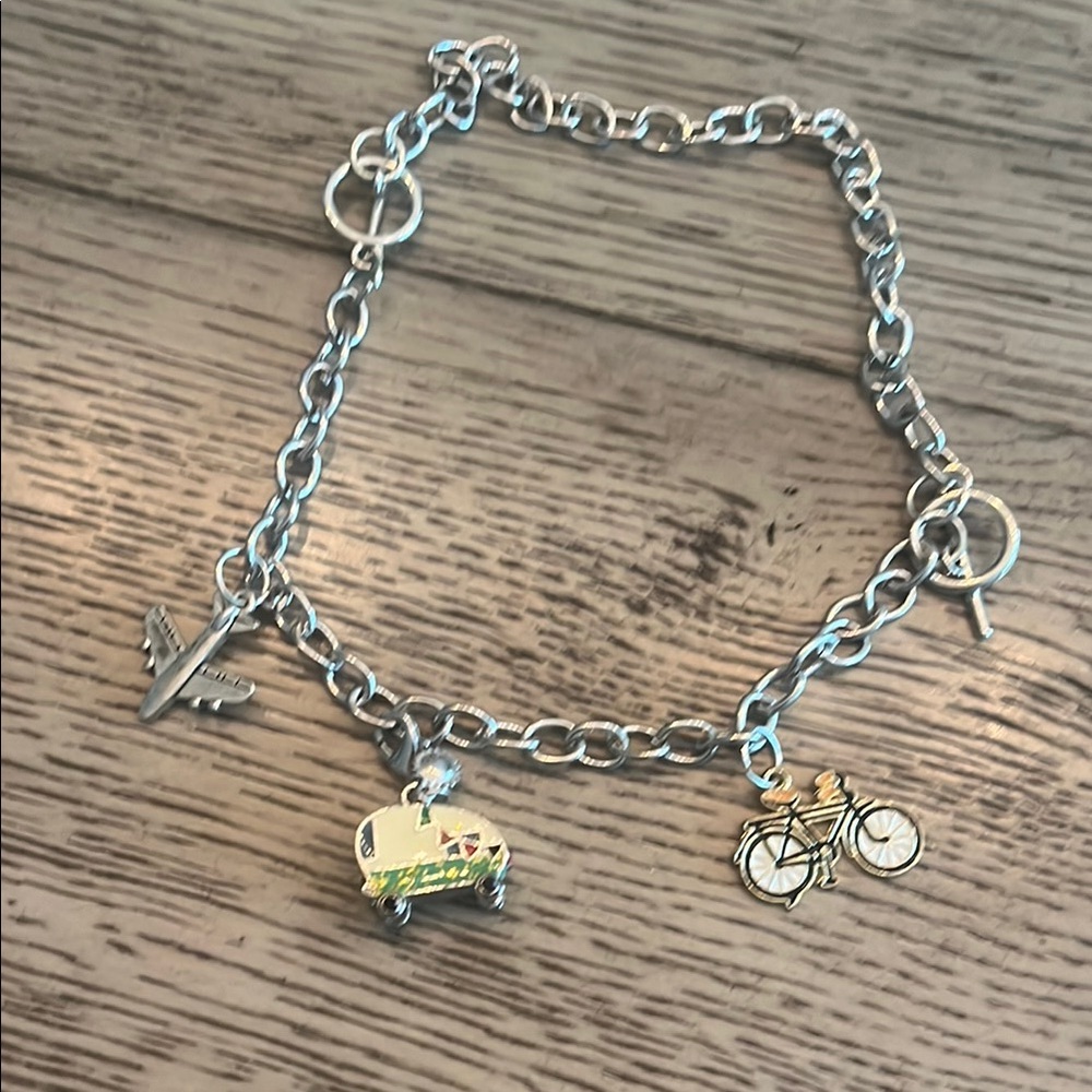Silver Charm Bracelet with Travel Charms